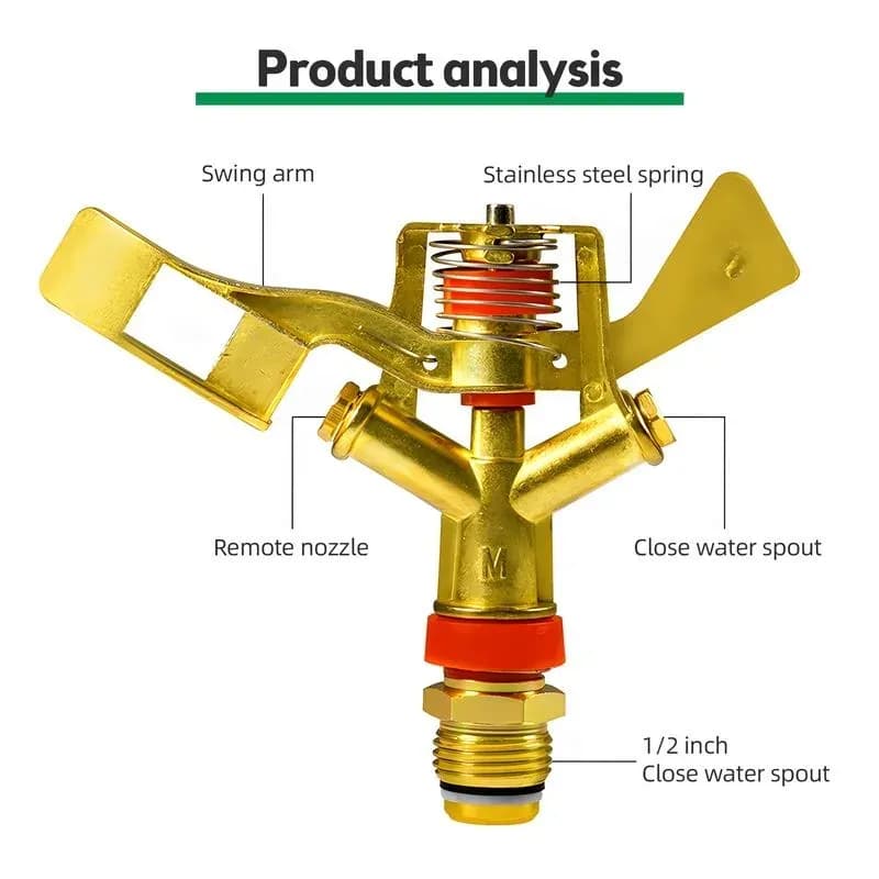 Asperseur à impact métallique réglable – Buse rotative d'irrigation - 7