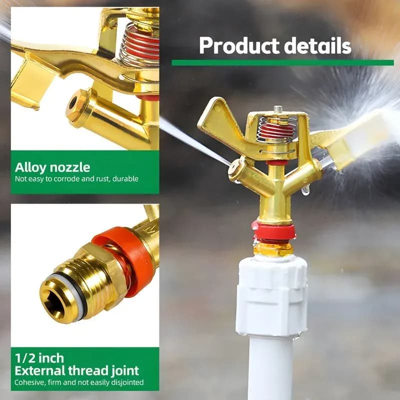 Asperseur à impact métallique réglable – Buse rotative d'irrigation - 9