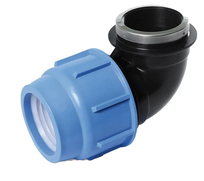 90-degree Polypropylene (PP) Compression Fitting Elbow with a Female Thread - 1