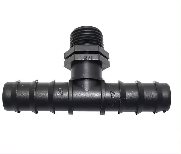 Connecteur en T à filetage mâle et embouts cannelés de haute qualité, raccords goutte-à-goutte pour tuyaux PE et LDPE