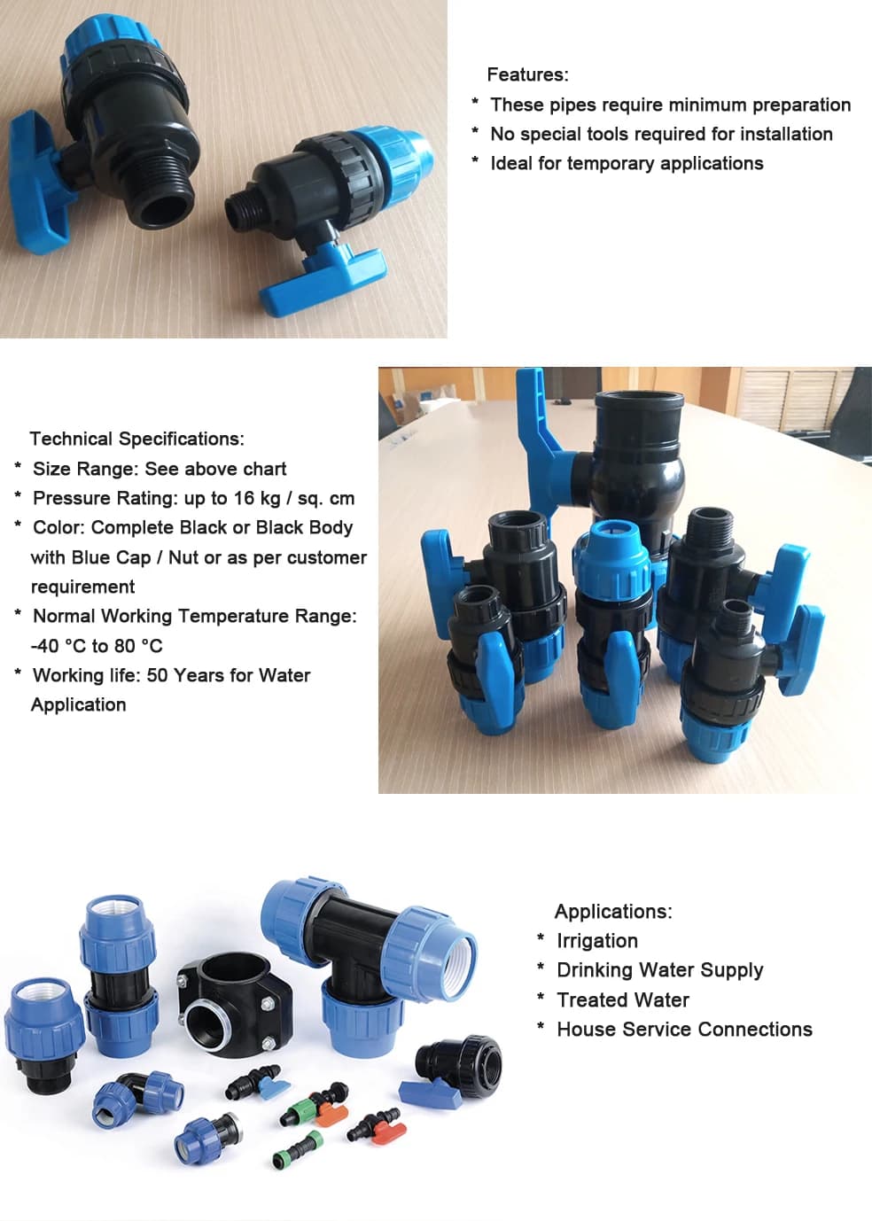 Other Watering Irrigation Controller PN10 PN16 Ball Gate Valve for Pe Ldpe Hdpe Hard Pipe Tube