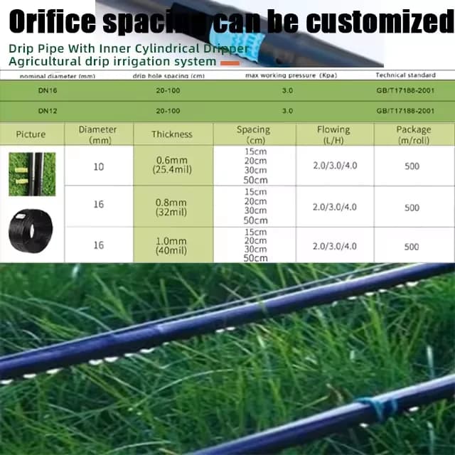 Tube et tuyau goutte-à-goutte agricole en plastique LDPE 12 mm, production usine personnalisable pour système d’irrigation goutte-à-goutte