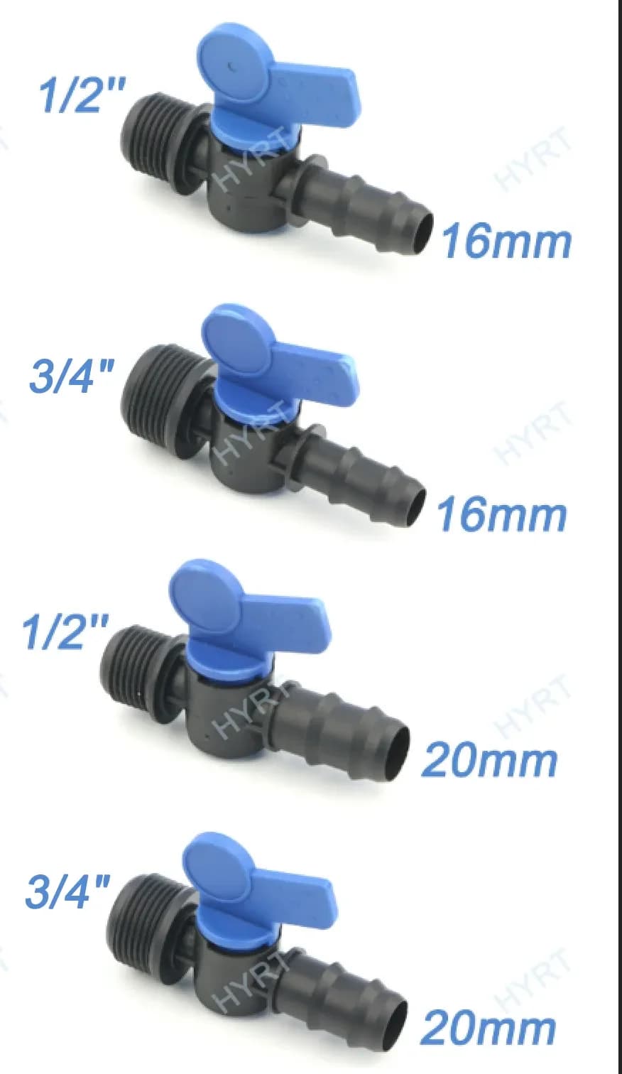 Raccord de tuyau HDPE/LDPE, collier de prise en charge, vanne à blocage et filetage mâle, contrôleur pour système d’irrigation goutte-à-goutte