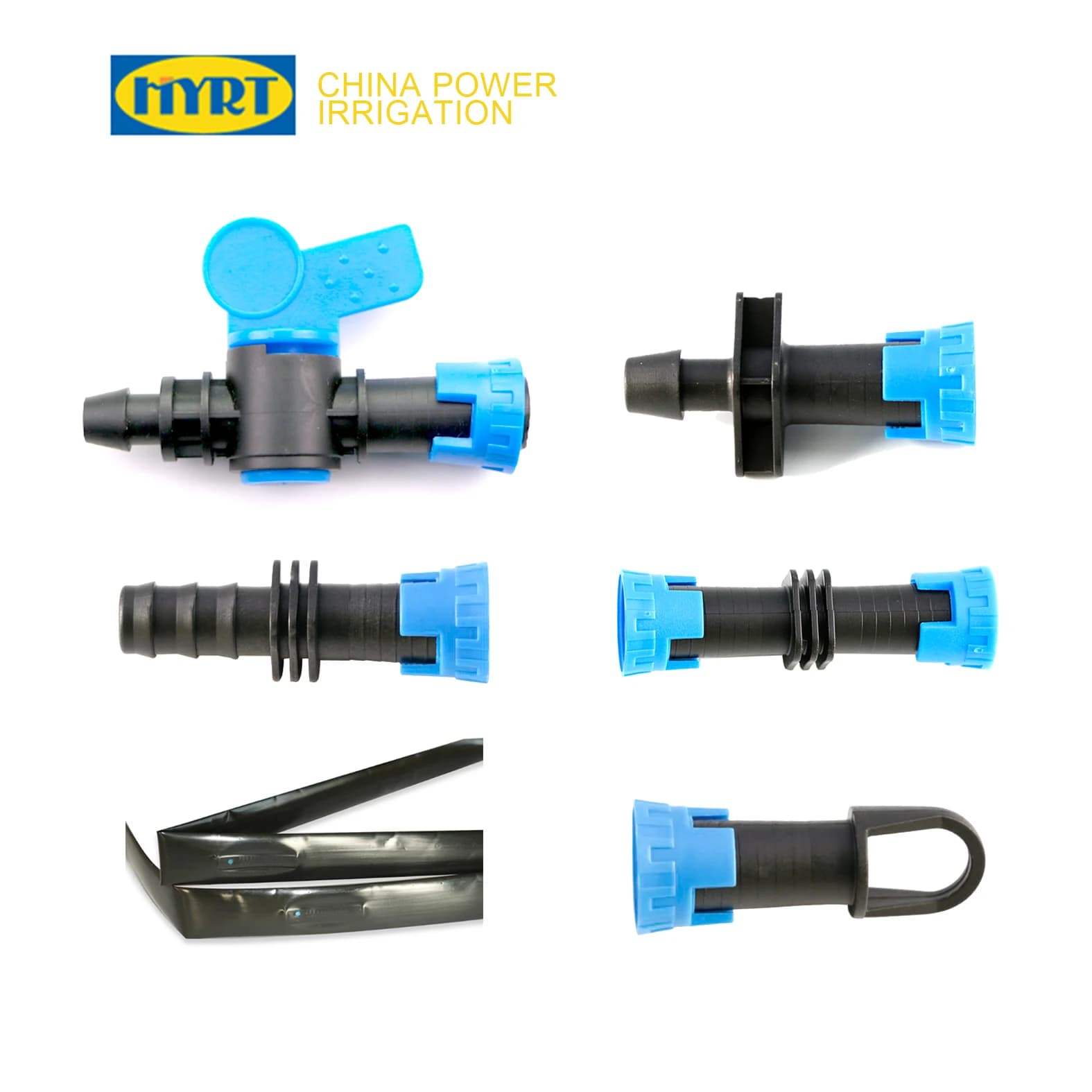אביזר POM בגודל 16mm עם טבעת נעילה, מחבר צינור ומחבר סרט טפטוף למערכת השקיה בחווה