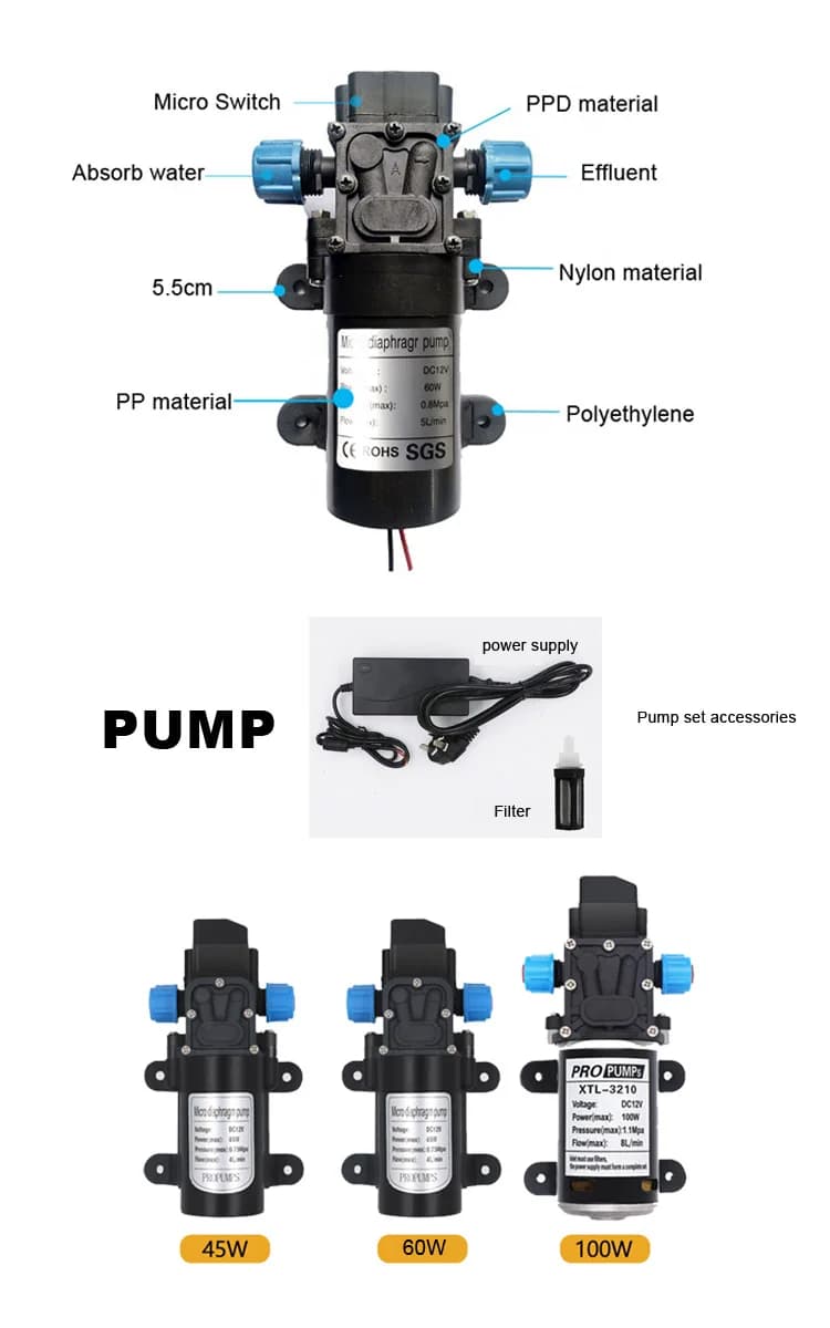 220V+12V60W Quarter-Druckerhöhungspumpe mit mittlerem Druck, selbstansaugende Pumpe und Kühlwasserpumpe