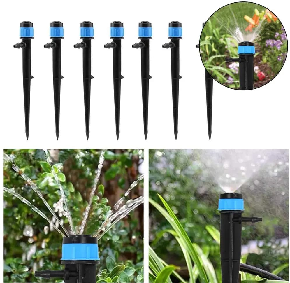 Gotero y emisor con estaca para sistemas de riego por goteo, microaspersor ajustable de tipo microturbo
