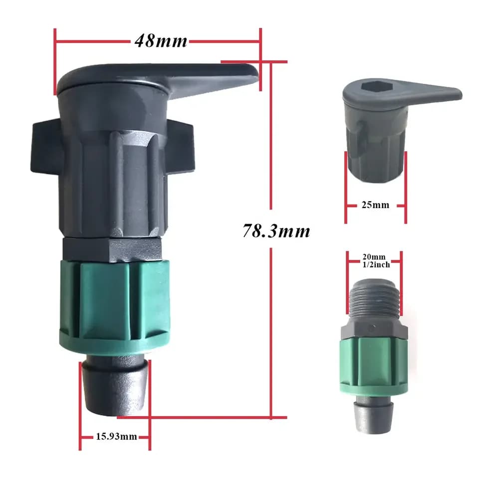 Raccord de dérivation 16mm à écrou de verrouillage pour tuyau et ruban de système goutte-à-goutte, produit à forte vente