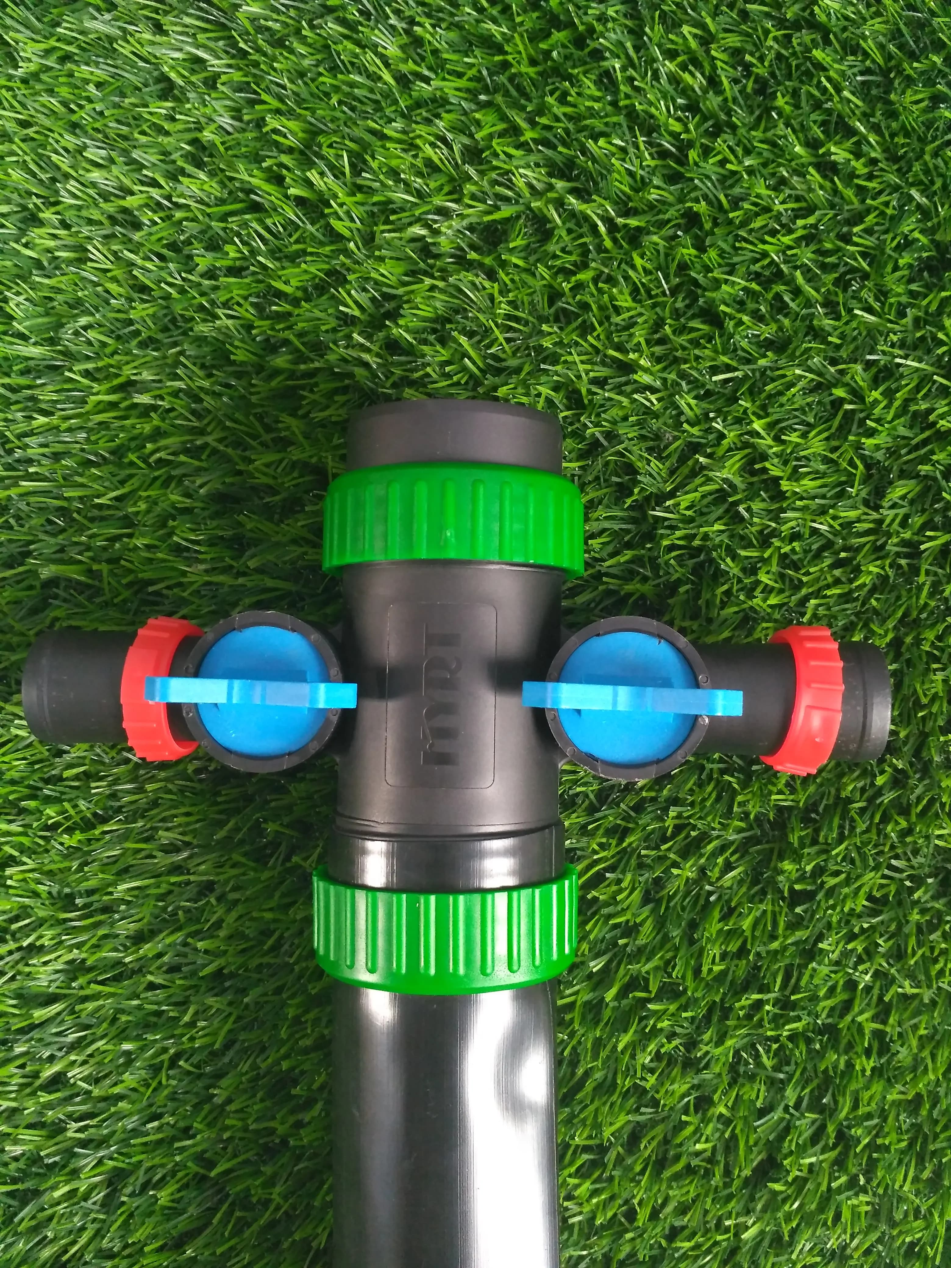 Válvula cruzeta premium com anel de travamento para sistemas de irrigação, com válvula de bloqueio de água para mangueira de aspersão tipo chuva