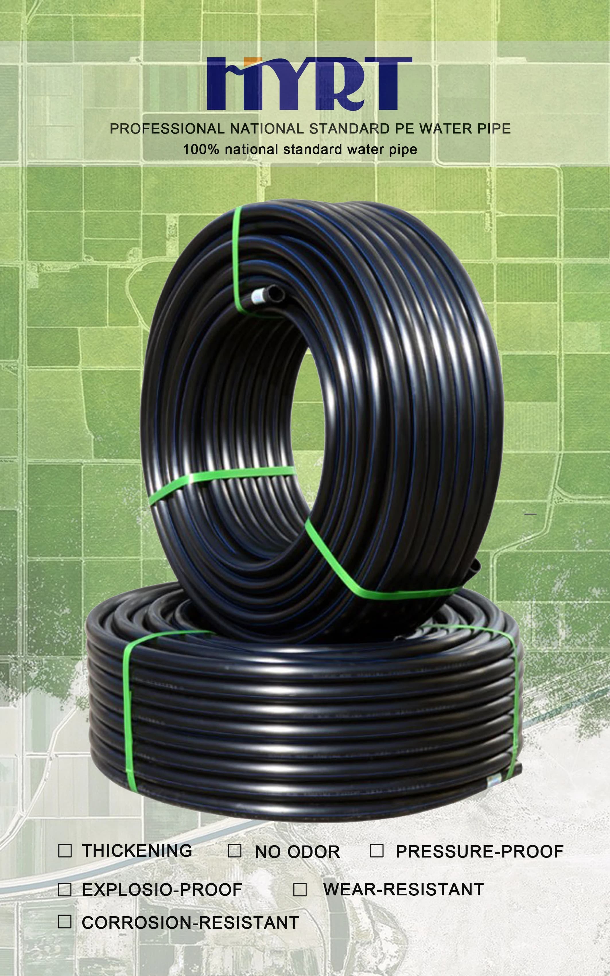Tuyau goutte-à-goutte PE au prix usine pour système d’irrigation agricole 16mm-75mm, exploitation et jardin