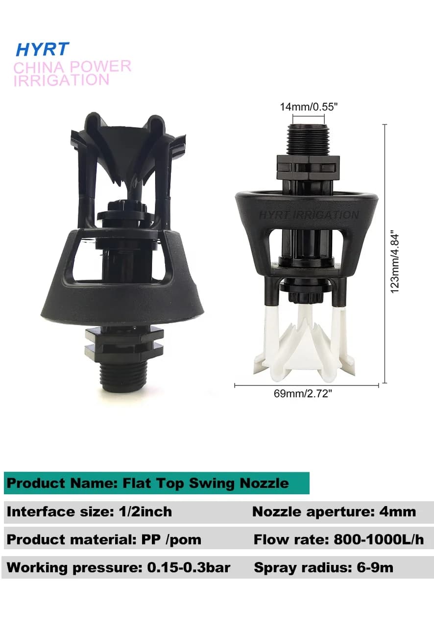 Cabeça Wobbler confiável com rosca macho de 1/2'' para sistema de irrigação agrícola por aspersão