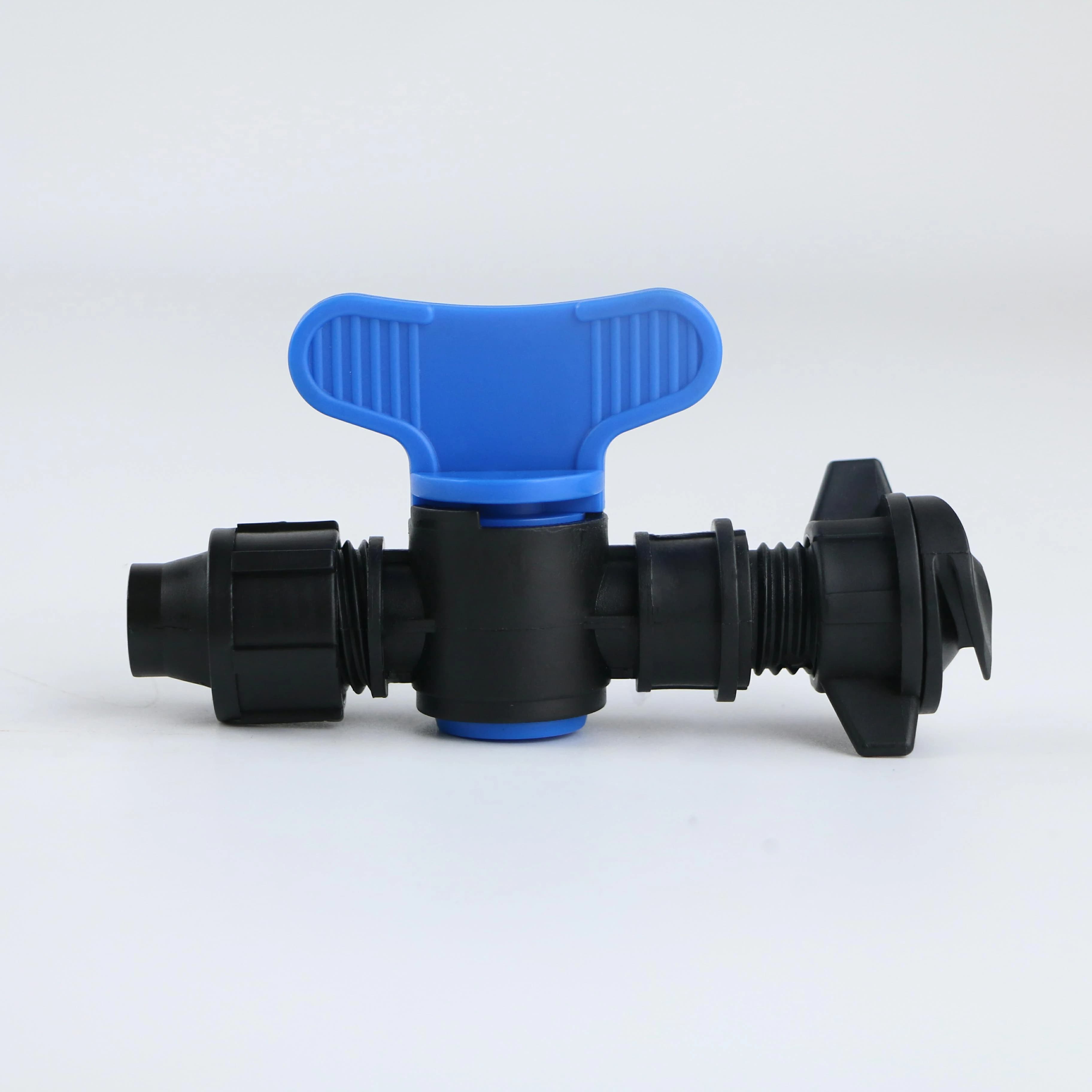 Miniválvula de plástico y accesorios para cinta y tubería de goteo 16mm 20mm LDPE en sistemas de riego de jardín
