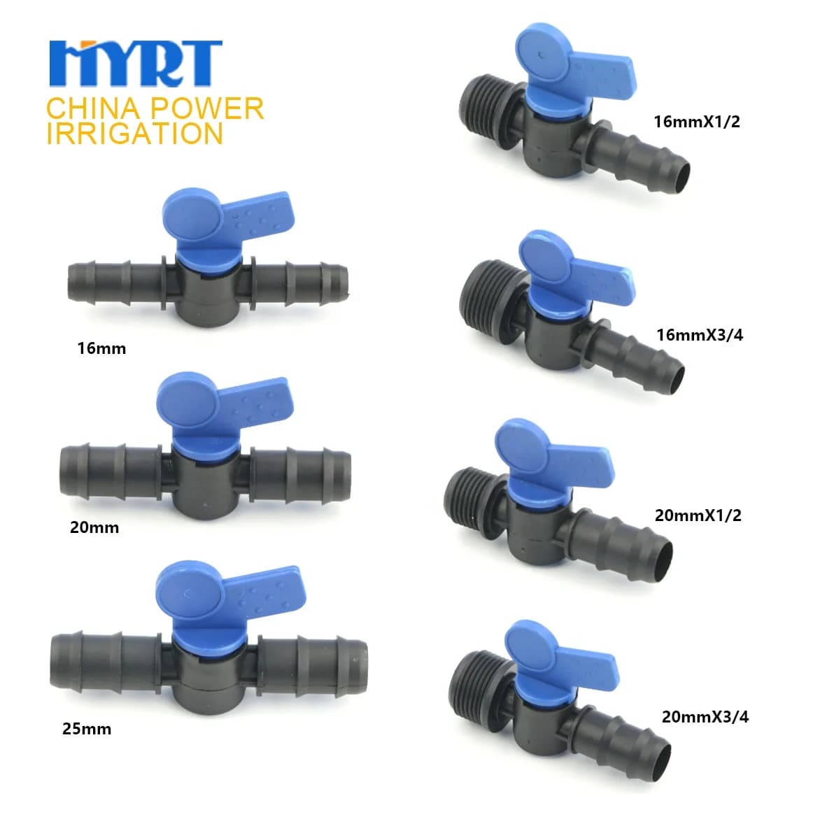 Connettore per raccordo di tubo e nastro gocciolante in plastica 16-32mm, mini valvola per impianto di irrigazione agricola