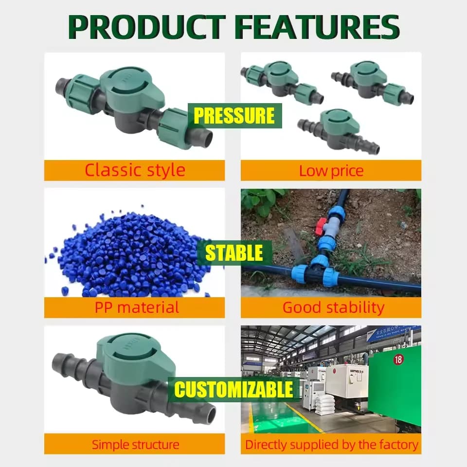 Plastic Barb Coupler Valve 16/20/25mm Drip Pipe Line Fitting Connector for Drip Irrigation System