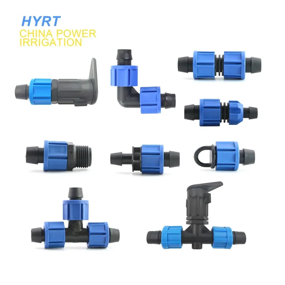 Raccord de dérivation 16mm à écrou de verrouillage pour tuyau et ruban de système goutte-à-goutte, produit à forte vente