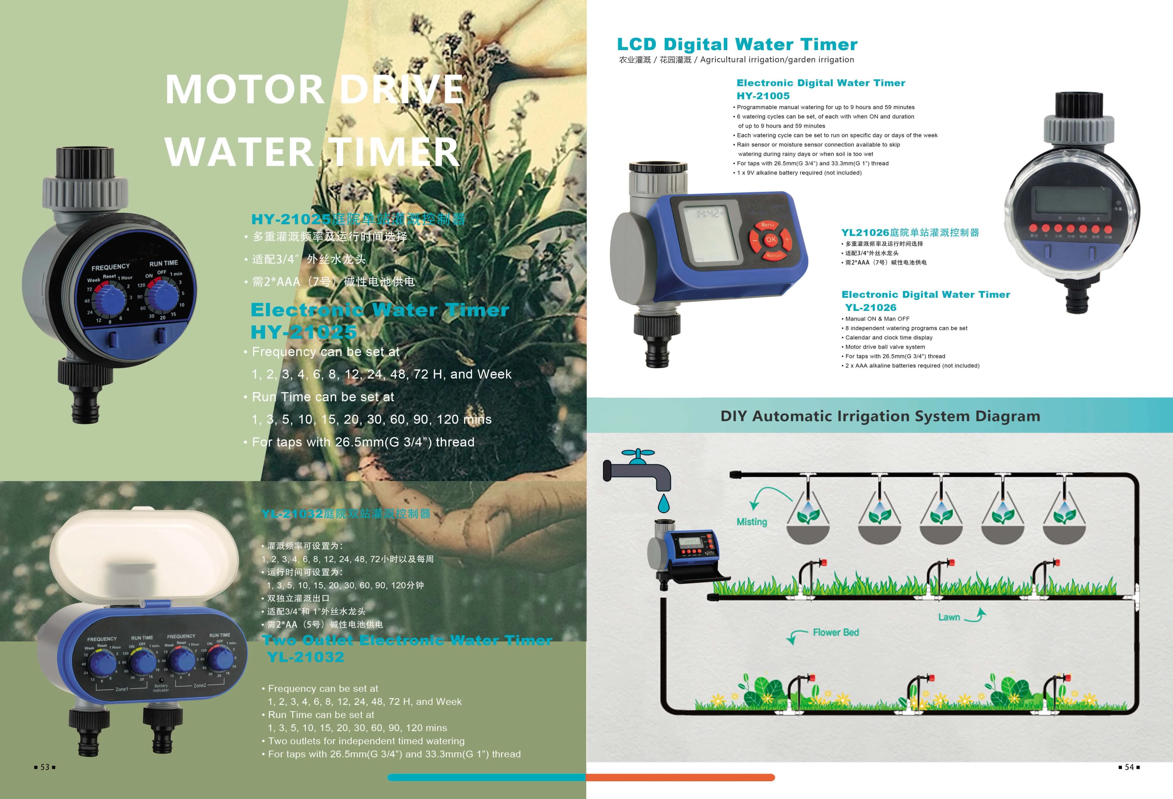 Programador de riego automático de doble canal con accionamiento por motor, programador de agua para sistemas de riego de patios y jardines