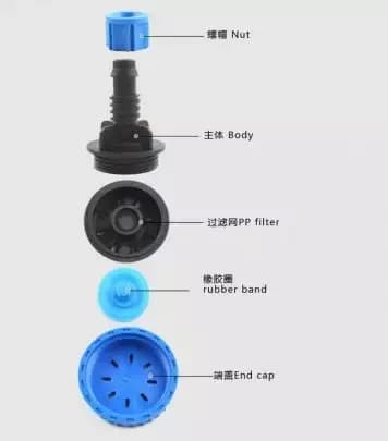 点滴テープエンド自動フラッシュバルブ・点滴灌漑システムの汚れ除去用プラスチック継手