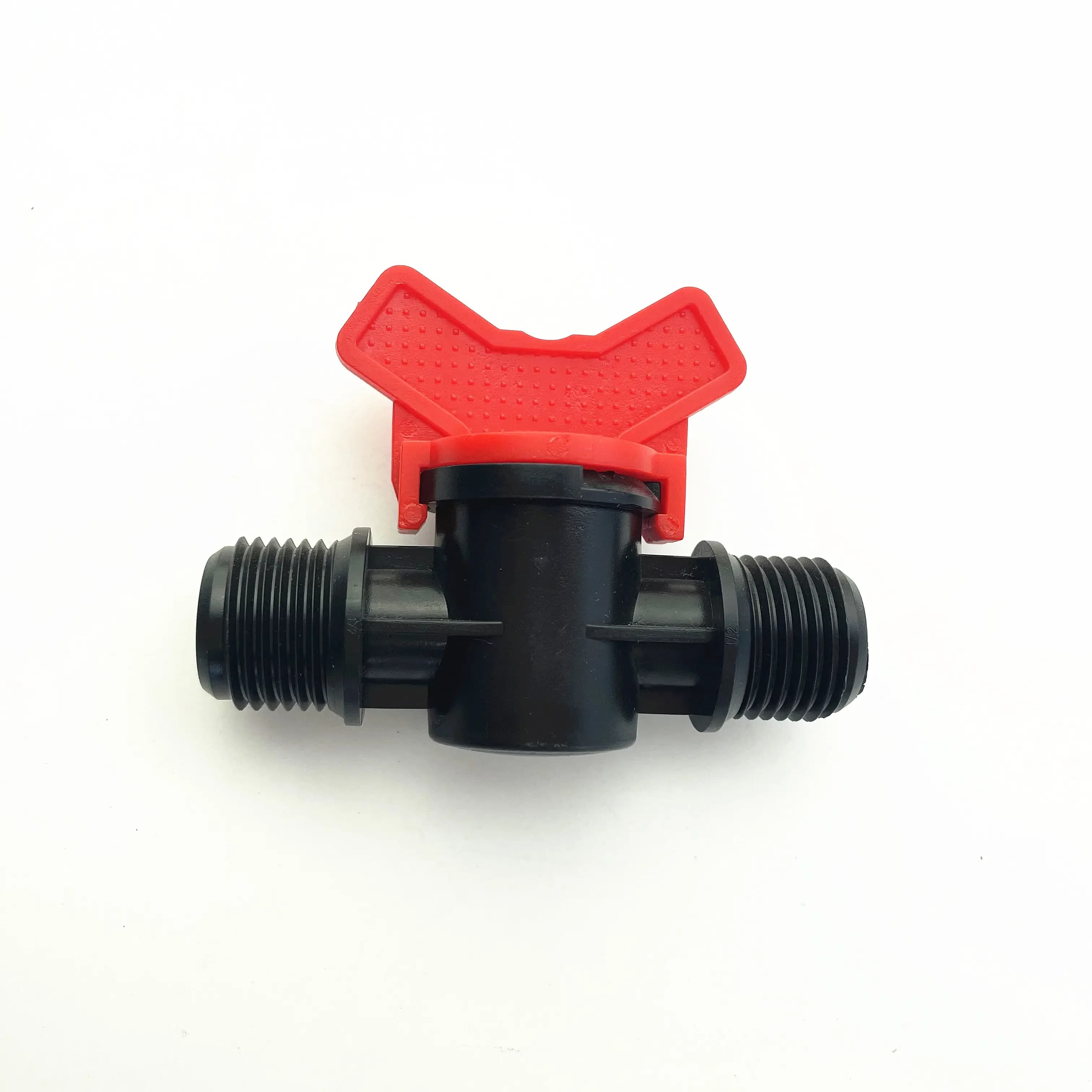 Válvula de control de riego de plástico, miniválvula con doble rosca macho para riego por goteo y otros usos de suministro de agua