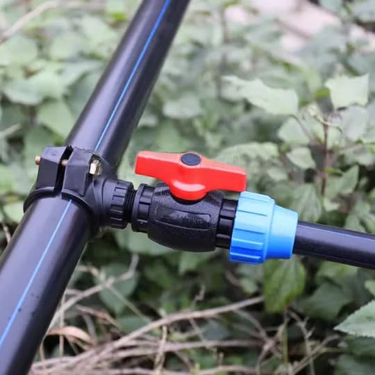 Válvulas de irrigação, válvula de compressão em PP e válvula de esfera para sistema de irrigação por gotejamento, produto de irrigação