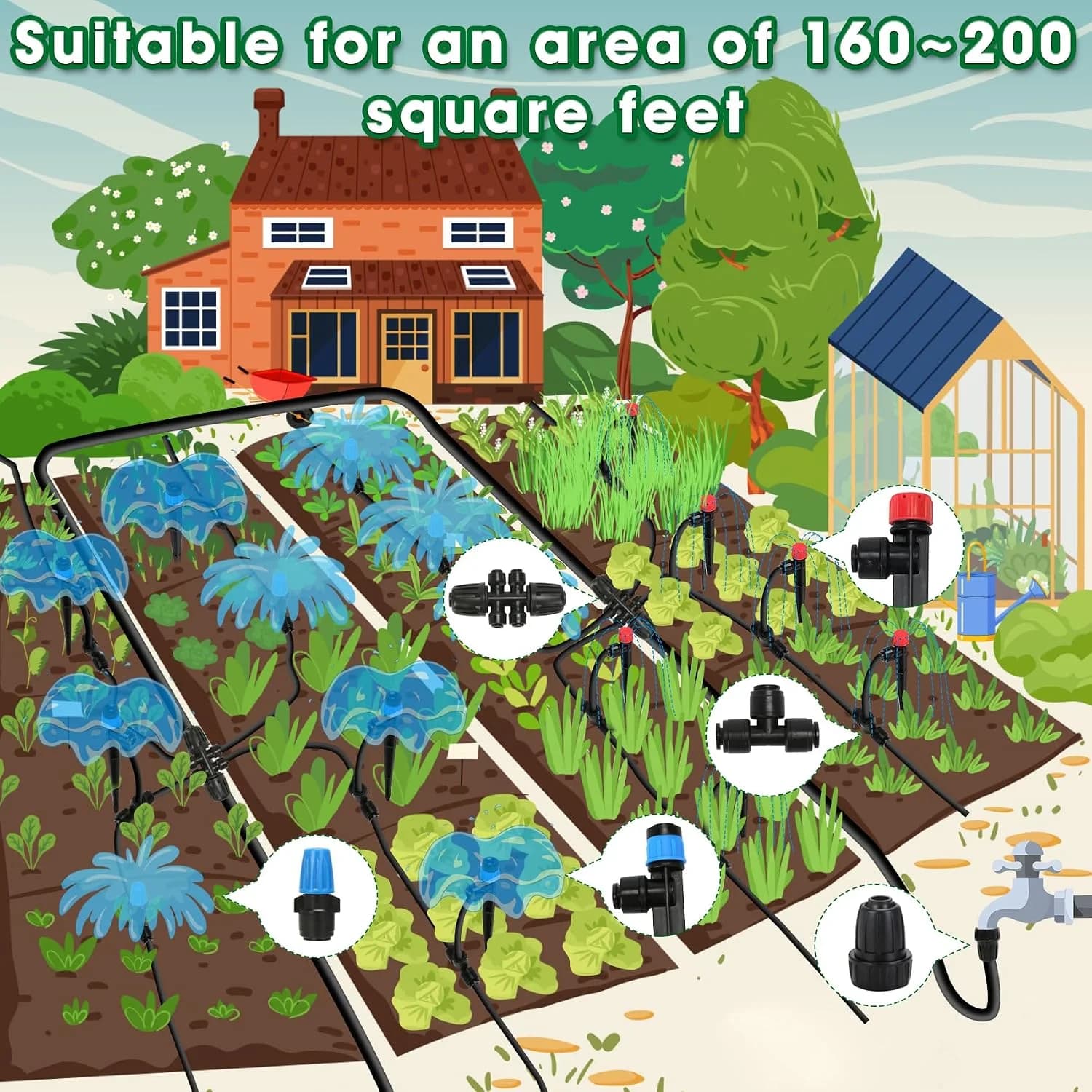 IrriNex 1/4-inch Drip Irrigation System Kit 190ft option view 7