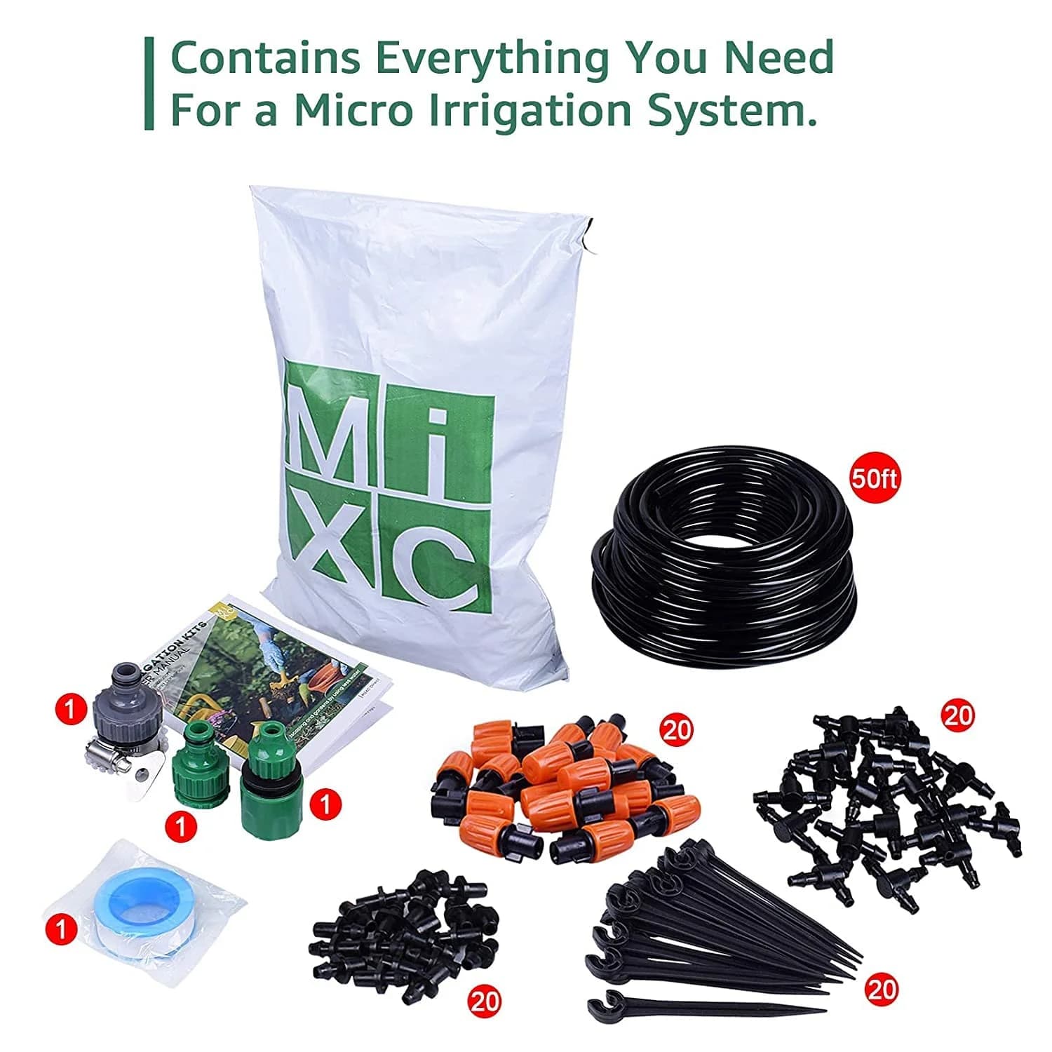 IrriNex 50 ft Drip Irrigation System Kit component view 7