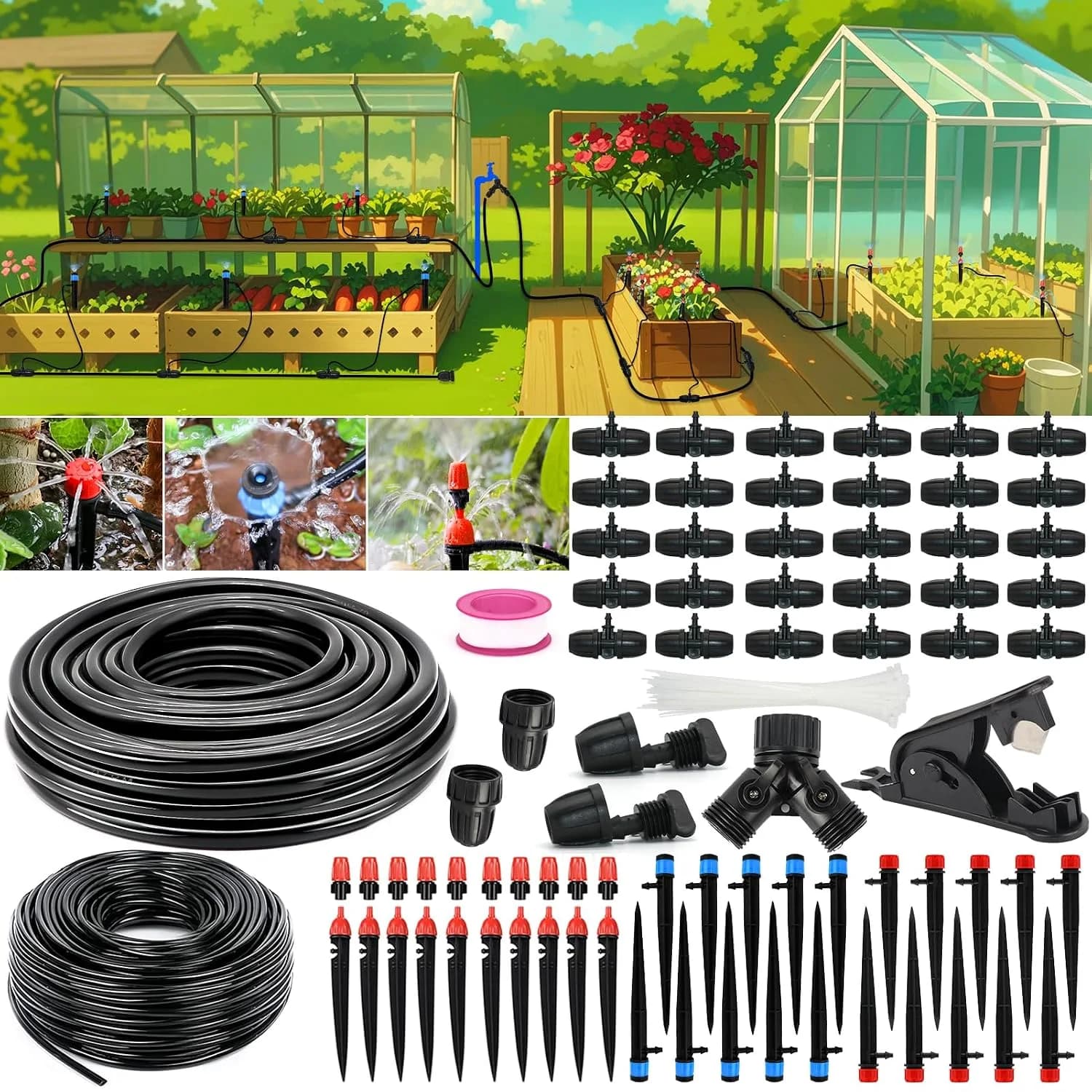 IrriNex 100 ft Drip Irrigation System Kit 213FT option view 1