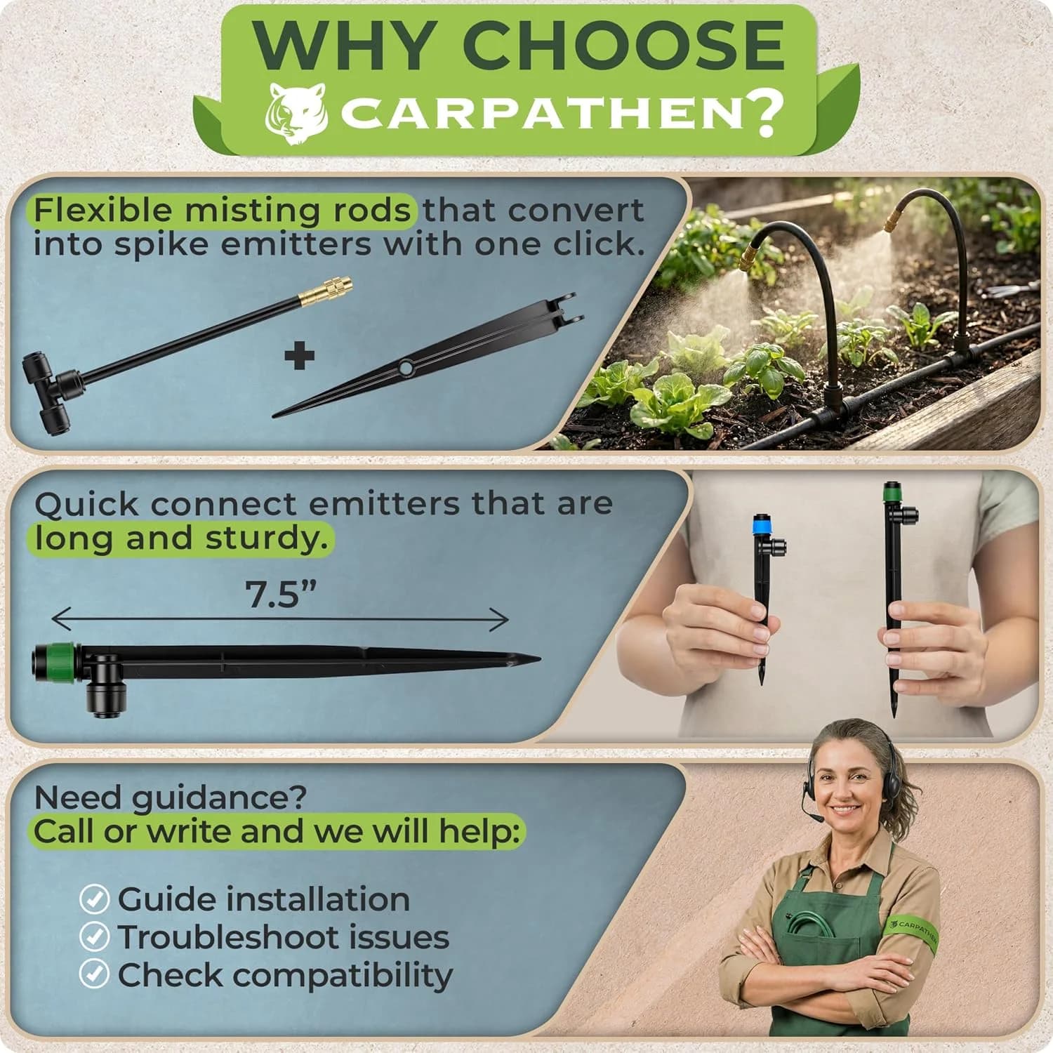 IrriNex 50 ft Drip Irrigation System Kit 15 Atomizing Nozzles + 16 Sprinklers + 100 feet option view