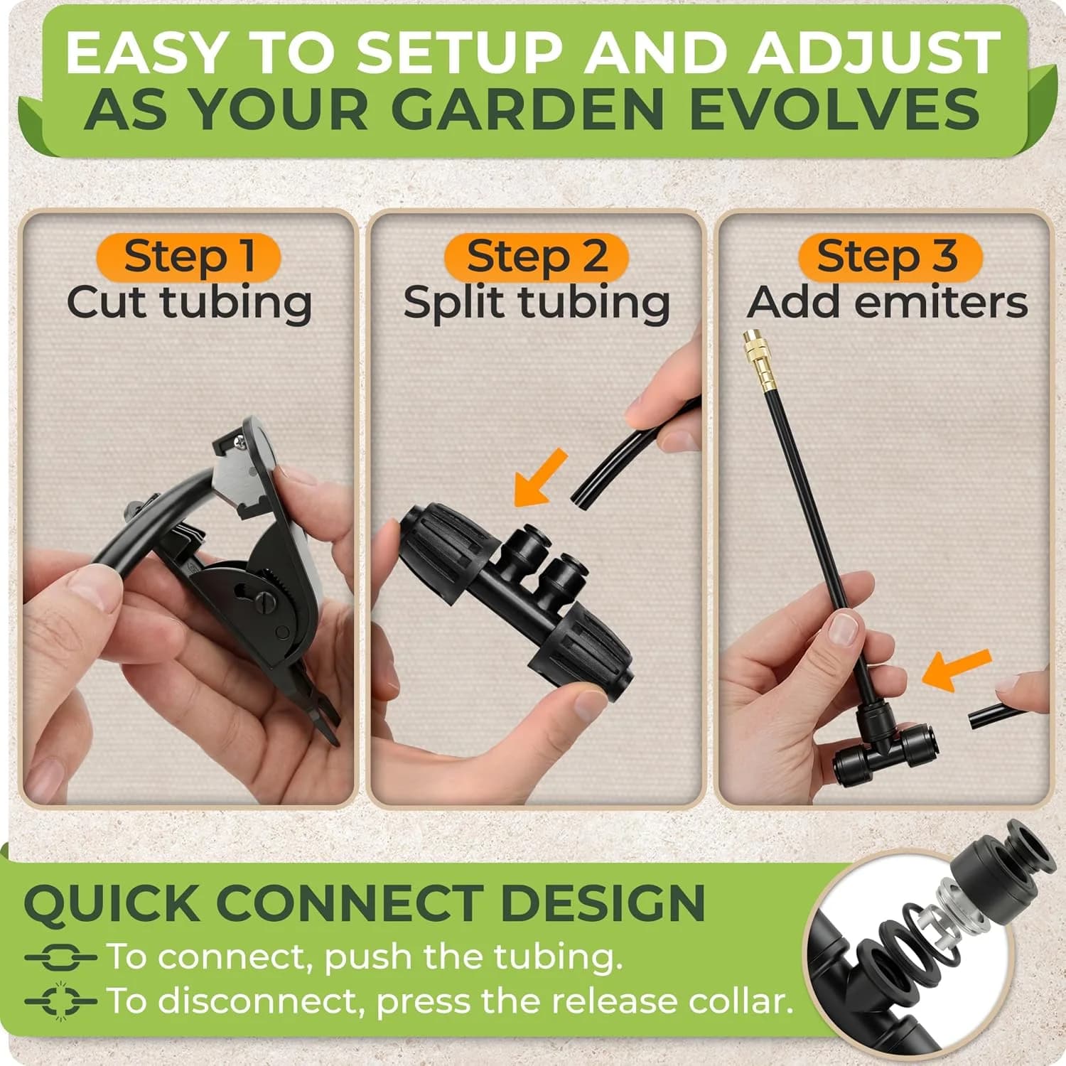 IrriNex 50 ft Drip Irrigation System Kit 15 Atomizing Nozzles + 16 Sprinklers + 100 feet option view