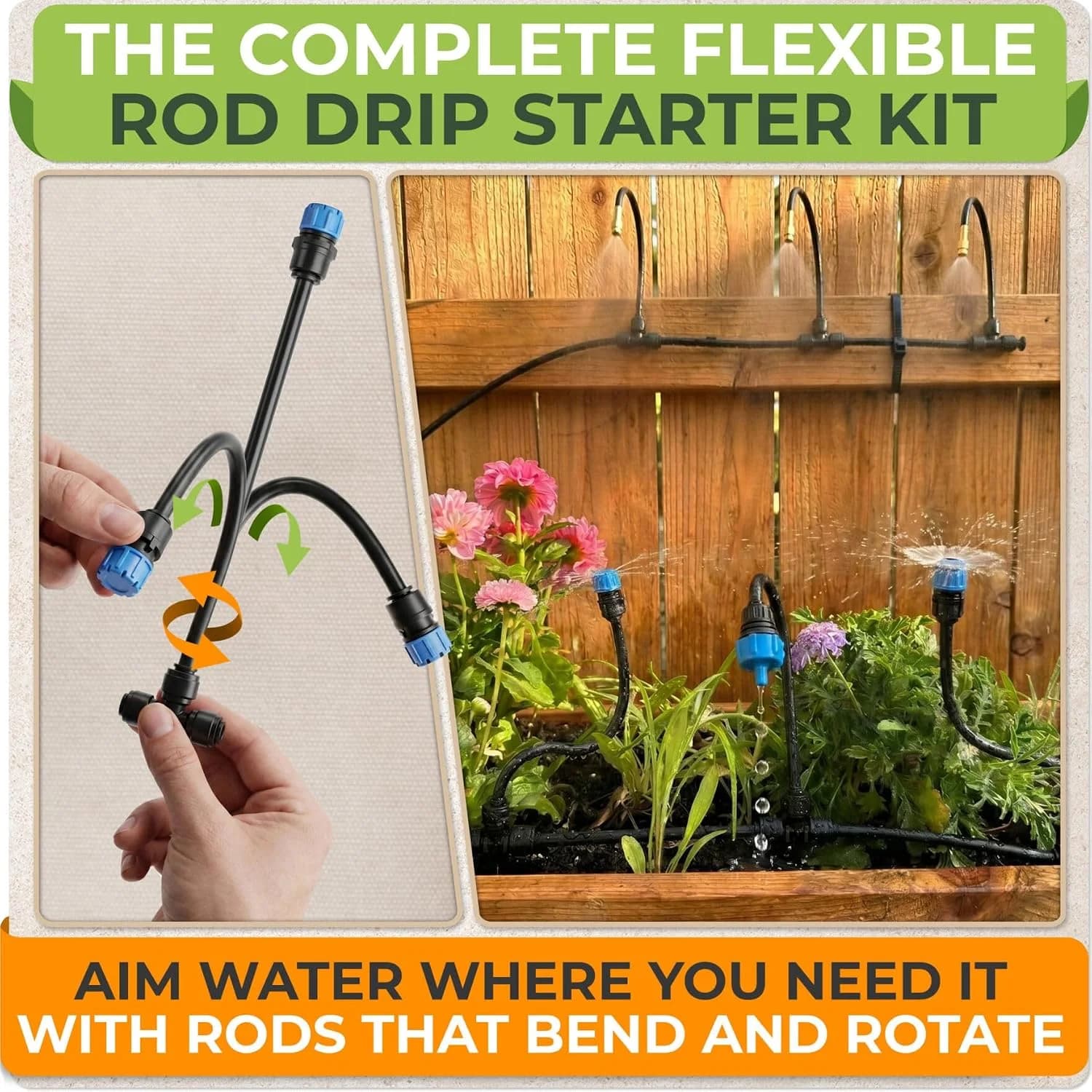 IrriNex 50 ft Drip Irrigation System Kit 16 Atomizing Nozzles + 16 Emitters + 50 feet option view 2