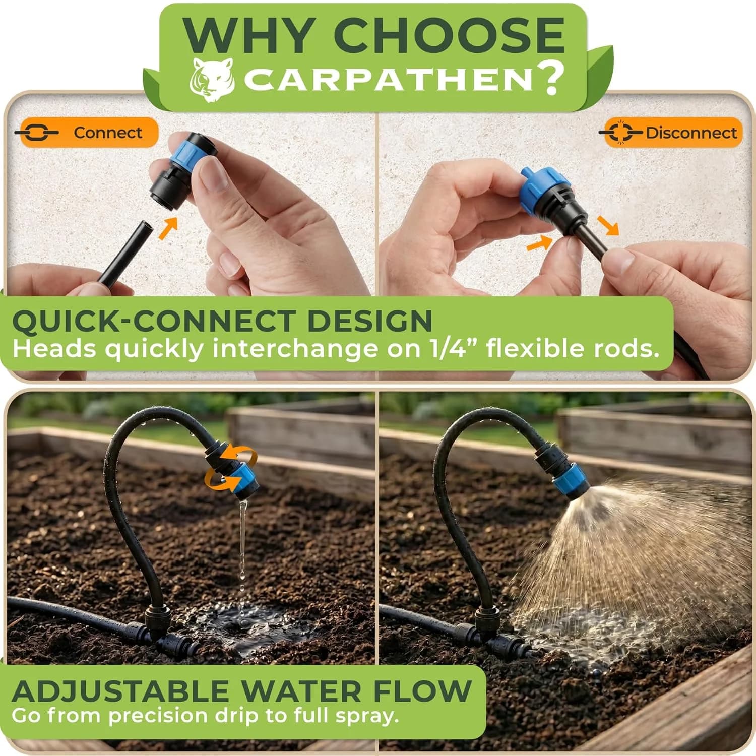 IrriNex 50 ft Drip Irrigation System Kit 16 Atomizing Nozzles + 16 Emitters + 50 feet option view 5