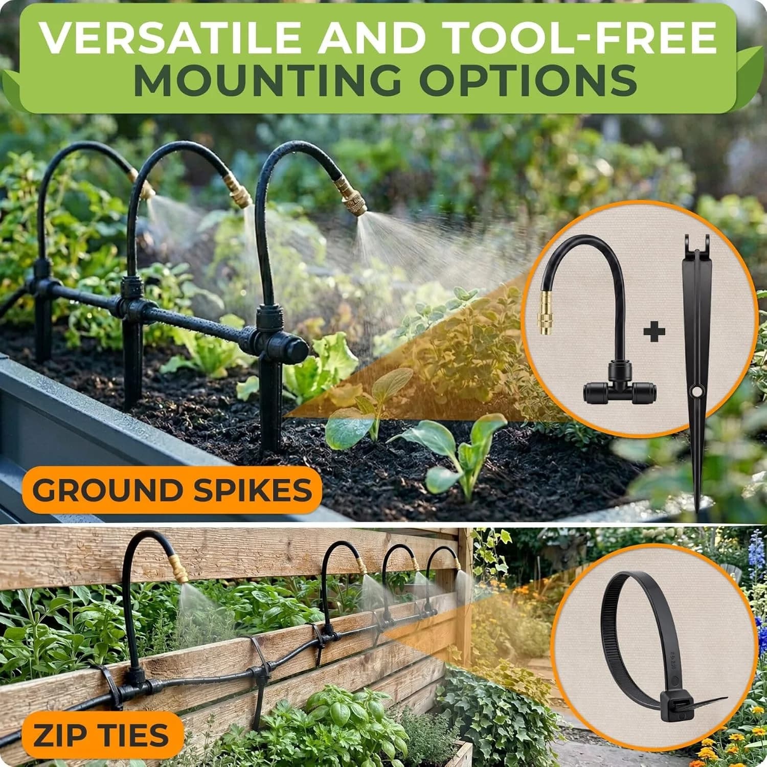 IrriNex 50 ft Drip Irrigation System Kit 16 Atomizing Nozzles + 16 Emitters + 50 feet option view 6