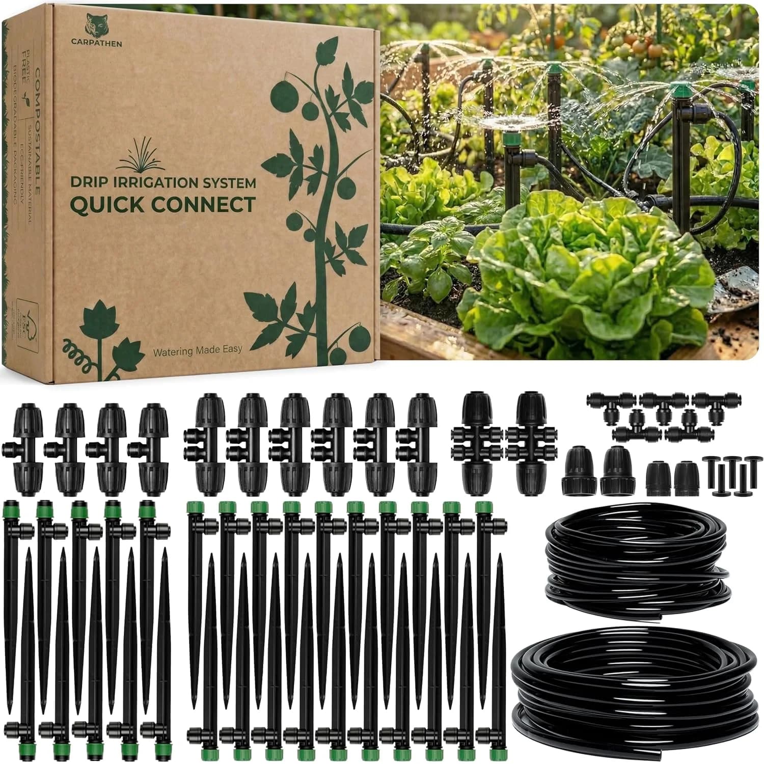 IrriNex 50 ft Drip Irrigation System Kit Quick-Connect 100 feet option view 1