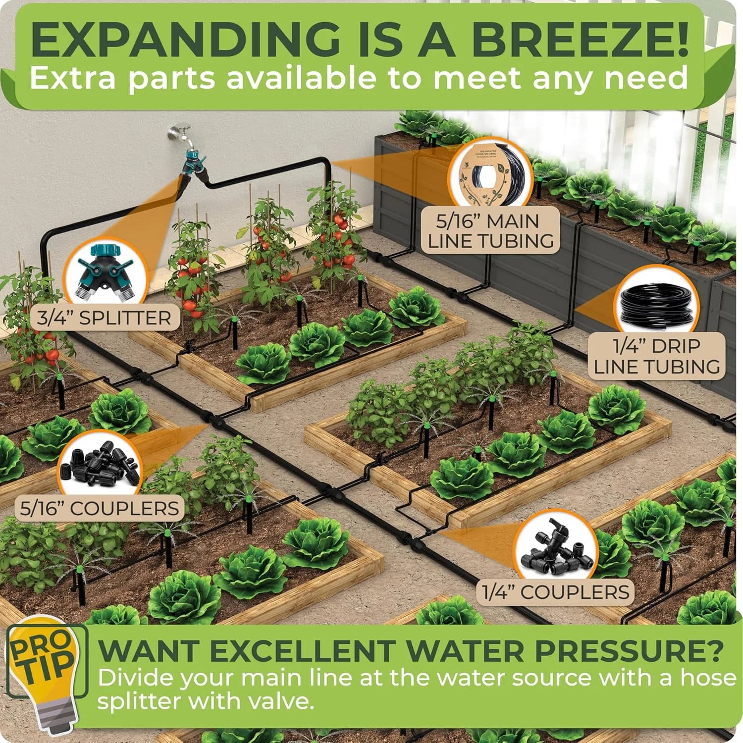 IrriNex 50 ft Drip Irrigation System Kit Quick-Connect 100 feet option view 6