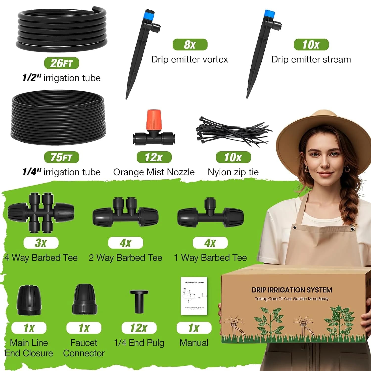IrriNex 26 ft Drip Irrigation System Kit component view 6