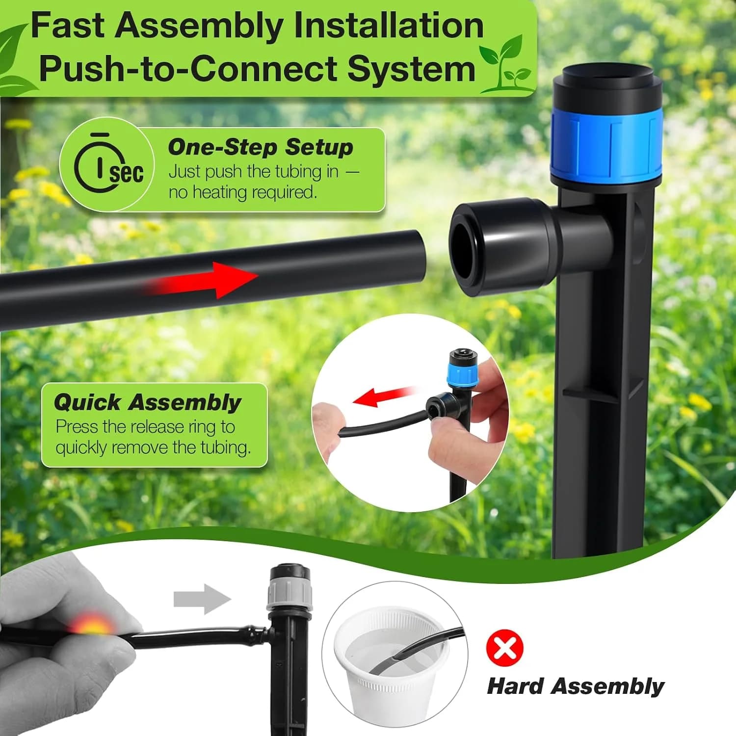 IrriNex 26 ft Drip Irrigation System Kit 100FT Main Tube+200FT 1/4'' Tube option view 3