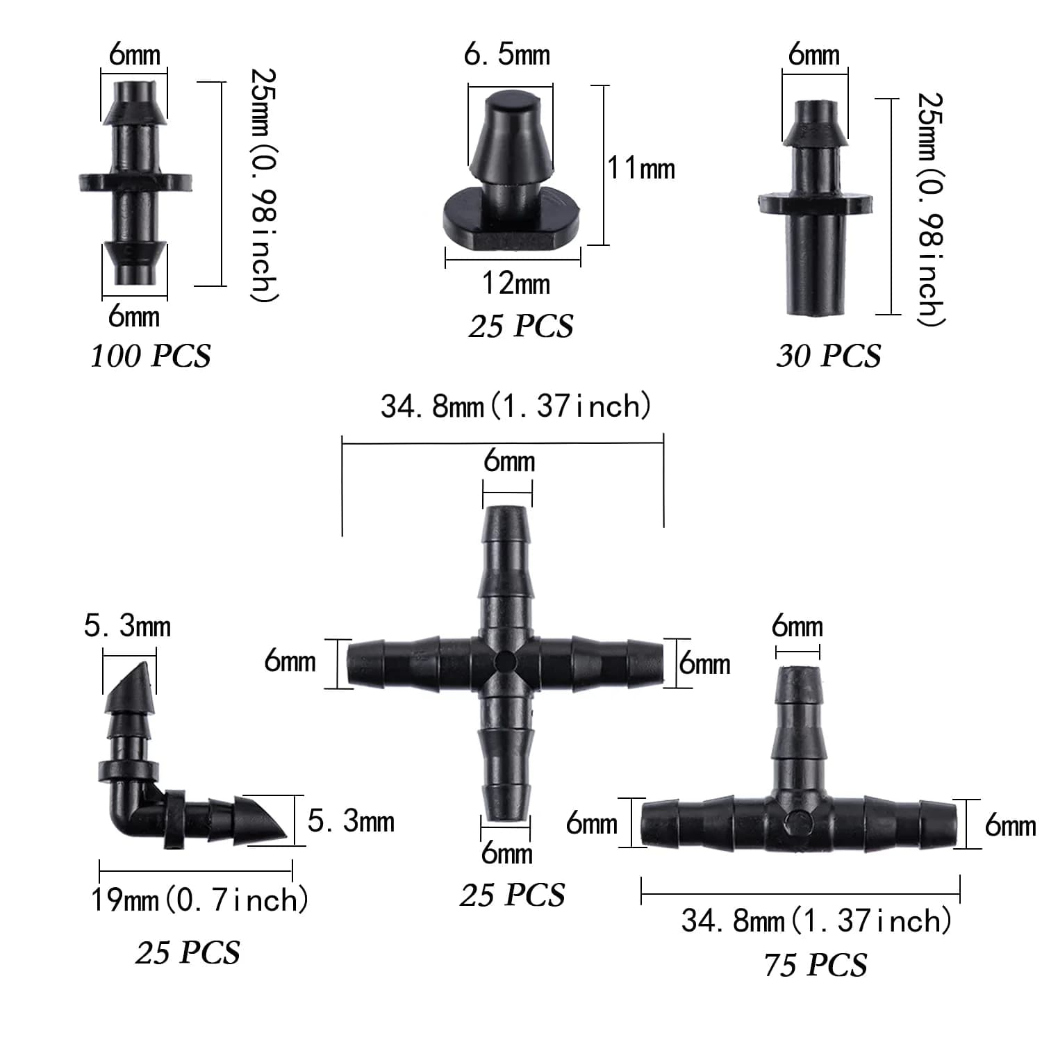 IrriNex 1/4-inch Barbed Irrigation Fittings Kit component view 4