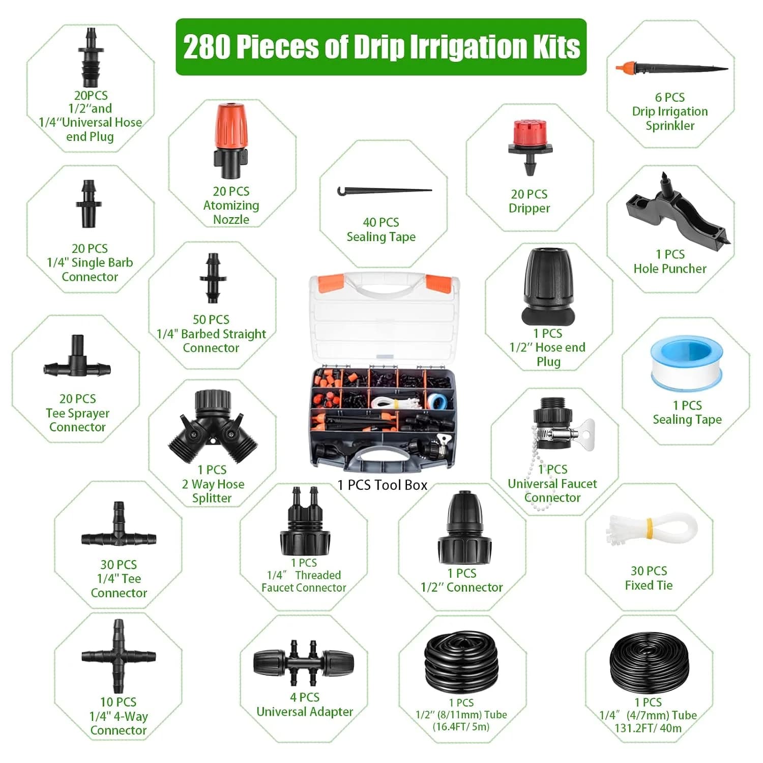 IrriNex 147 ft Garden Misting and Cooling Kit component view 2