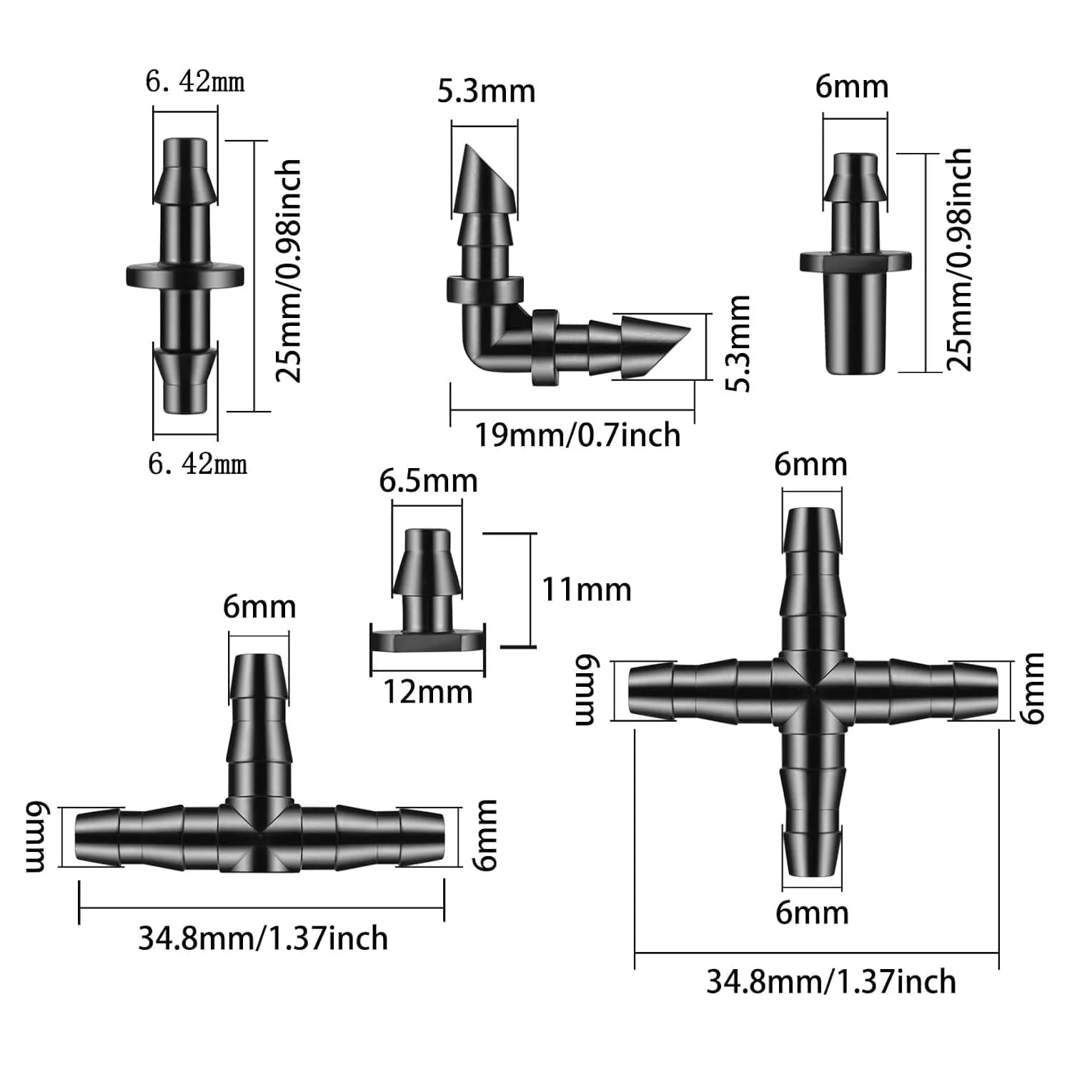 IrriNex 1/4-inch Barbed Irrigation Fittings Kit component view 2