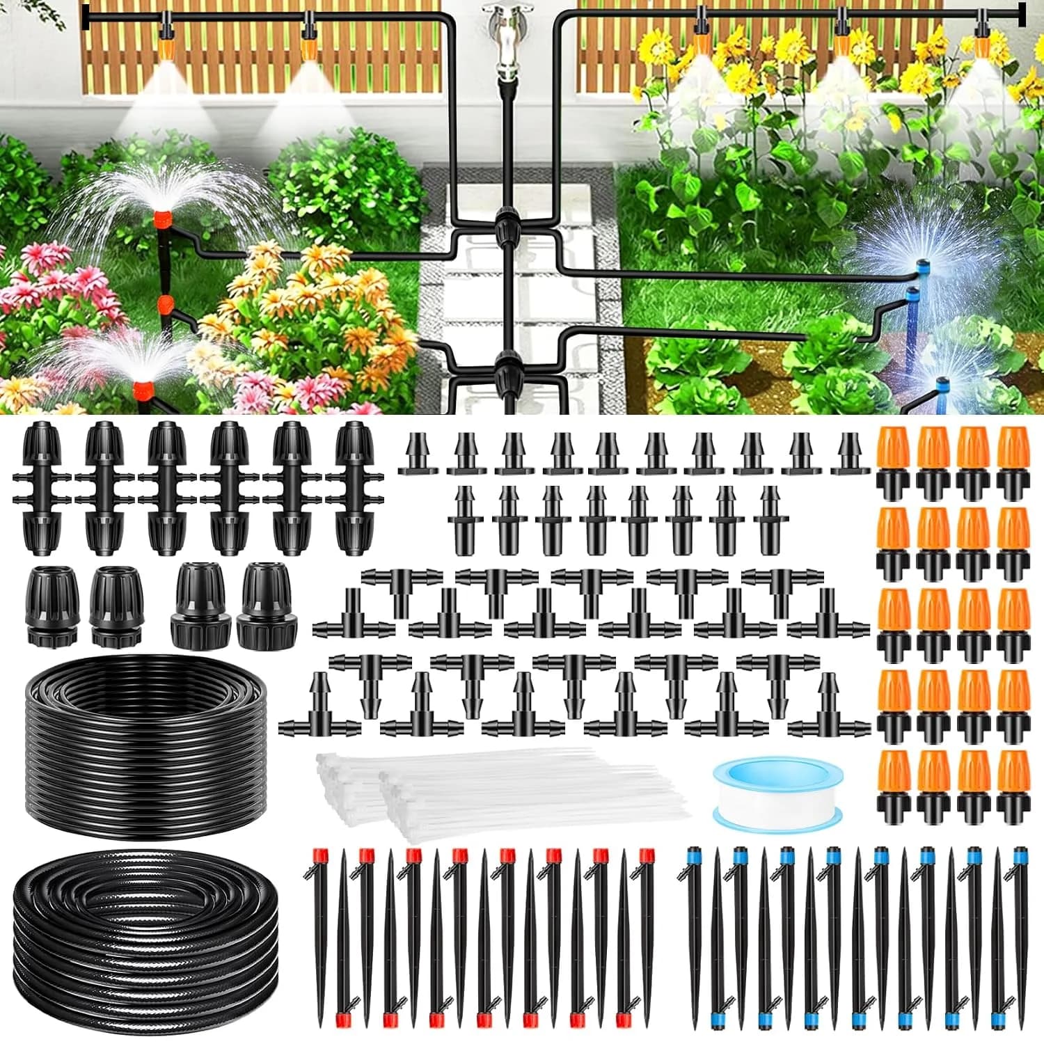 IrriNex 1/4-inch Barbed Irrigation Fittings Kit 520 FT (80FT Main tube+440FT Distribution tube)