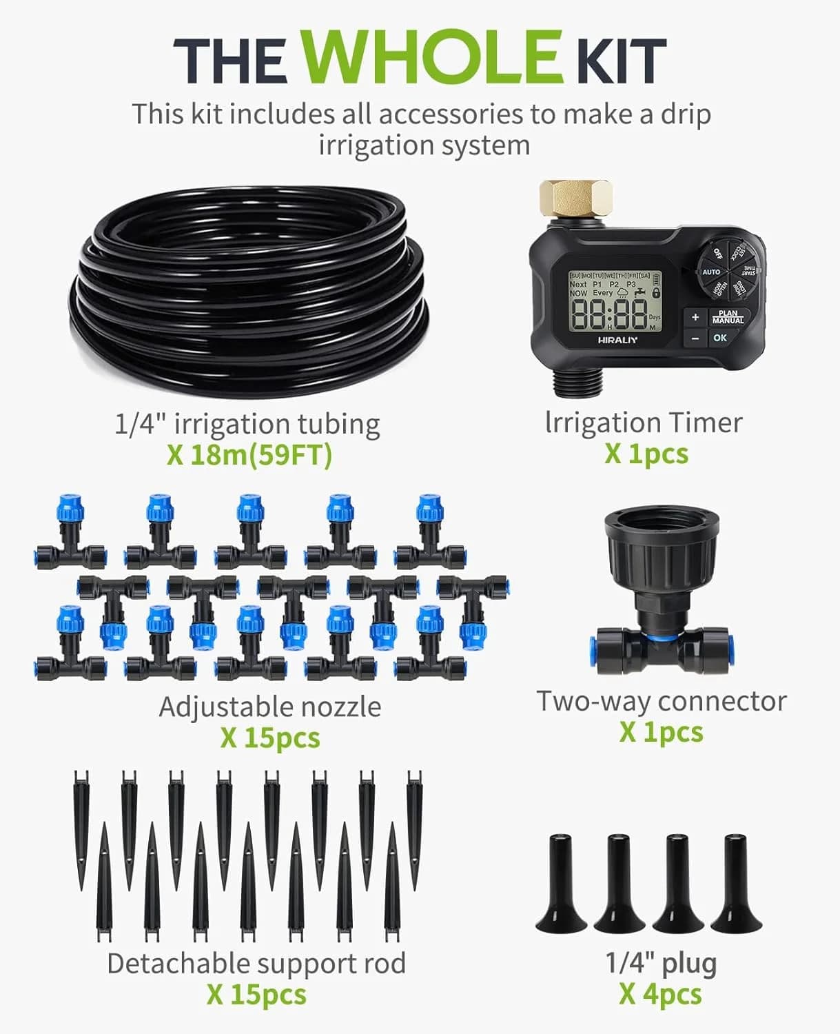 IrriNex 59 ft Drip Irrigation System Kit With Timer option view 9