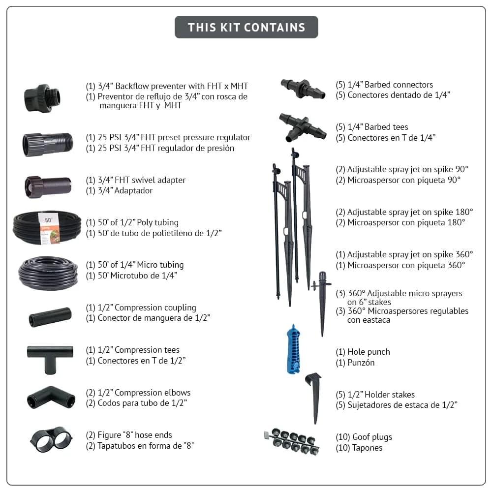 IrriNex 500 sq ft Garden Sprinkler System Kit component view 3