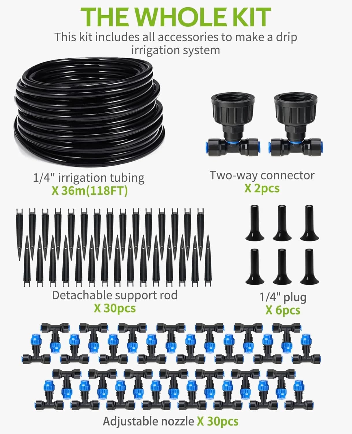 IrriNex 118 ft Drip Irrigation System Kit component view 6