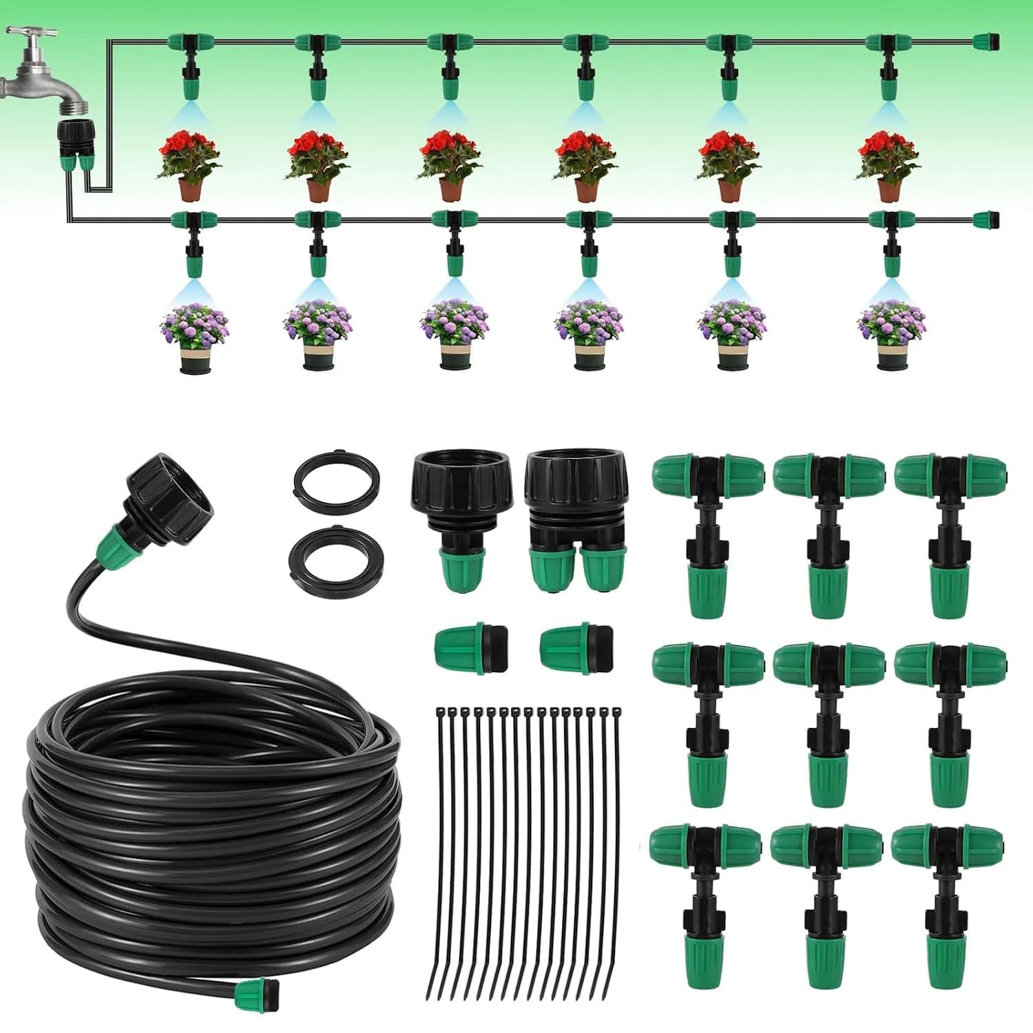 IrriNex 200 sq ft Drip Irrigation System Kit Medium Drip Irrigation Kit option view 1