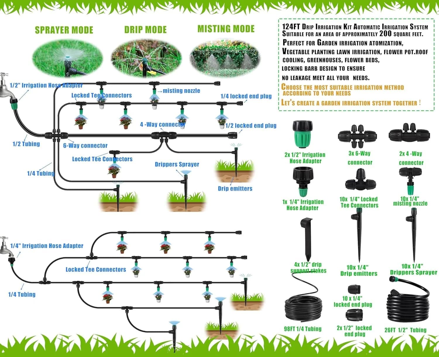 IrriNex 200 sq ft Drip Irrigation System Kit component view 5