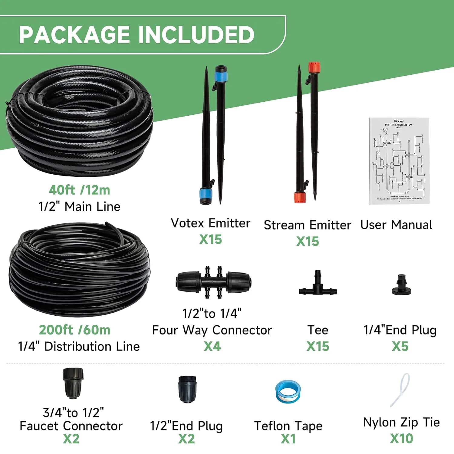 IrriNex 120 sq ft Drip Irrigation System Kit component view 2