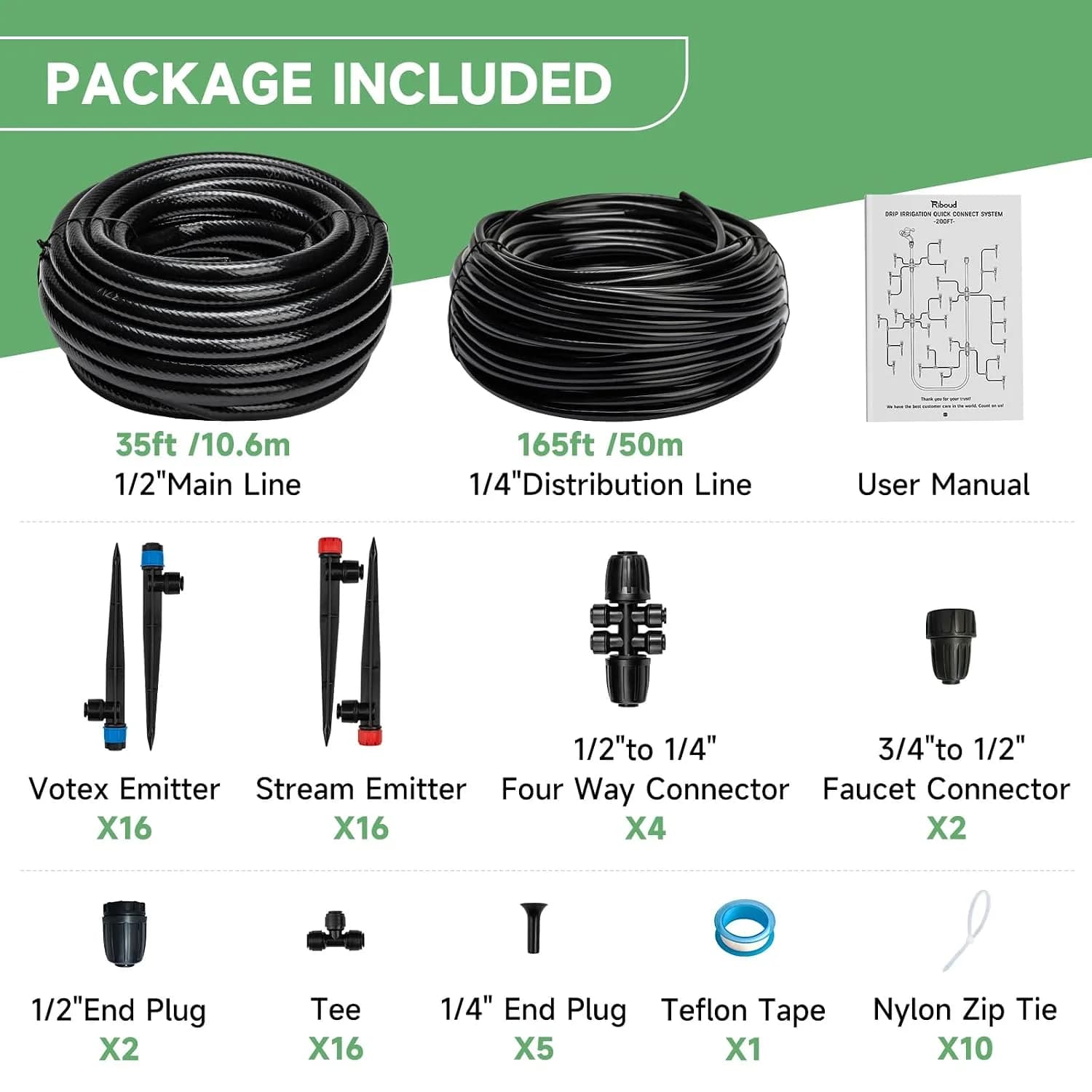 IrriNex 120 sq ft Drip Irrigation System Kit 200FT option view 2