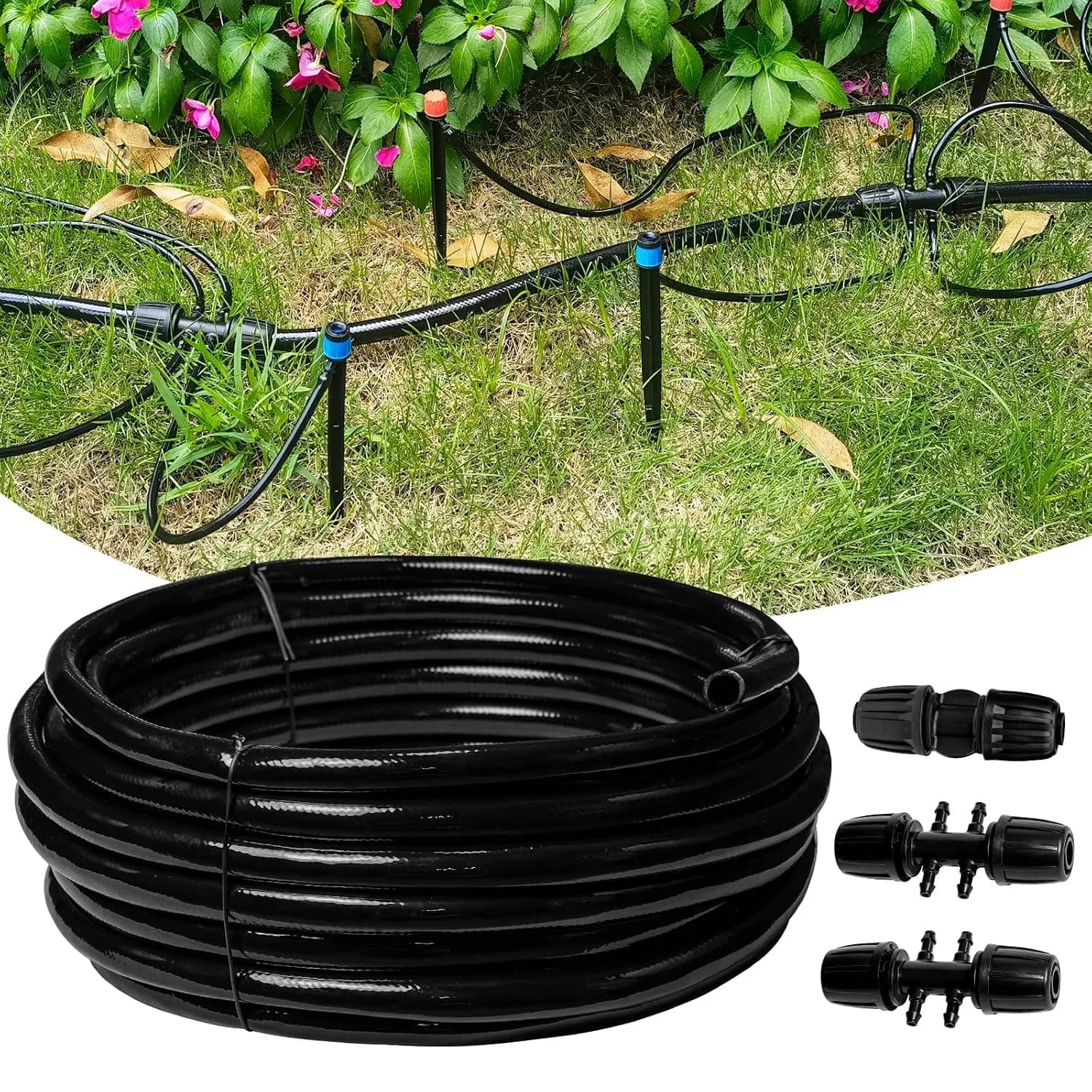 IrriNex 120 sq ft Drip Irrigation System Kit 50FT 1/2" Main Tube option view 1