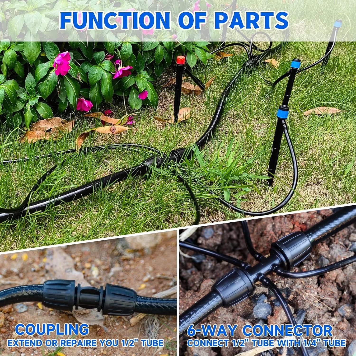 IrriNex 120 sq ft Drip Irrigation System Kit 50FT 1/2" Main Tube option view 4