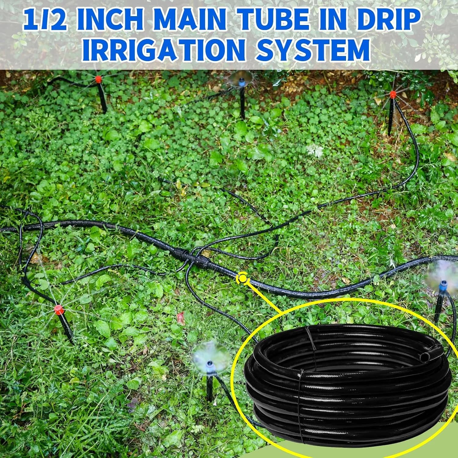 IrriNex 120 sq ft Drip Irrigation System Kit 50FT 1/2" Main Tube option view 5