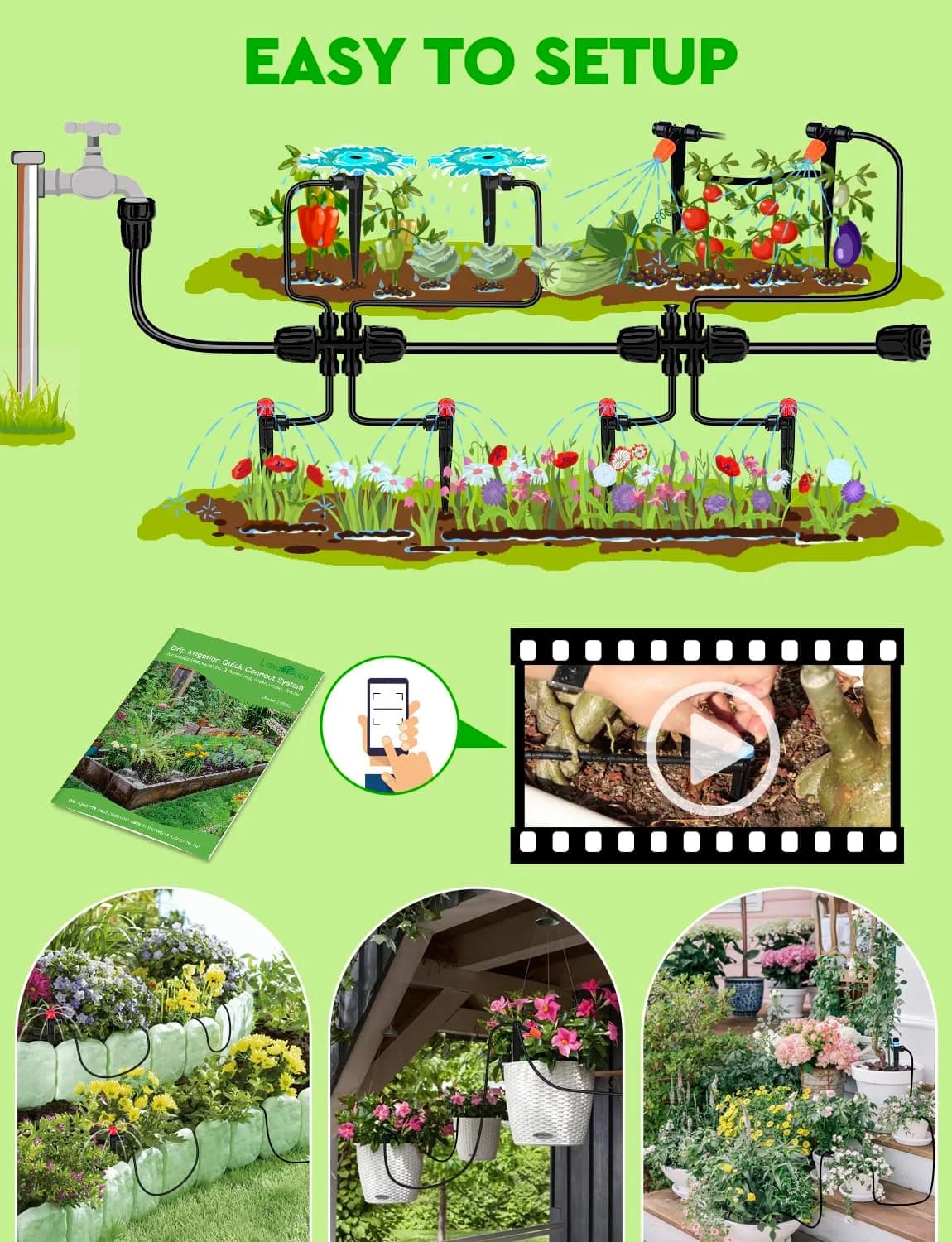 IrriNex 40 ft Garden Sprinkler System Kit component view 8
