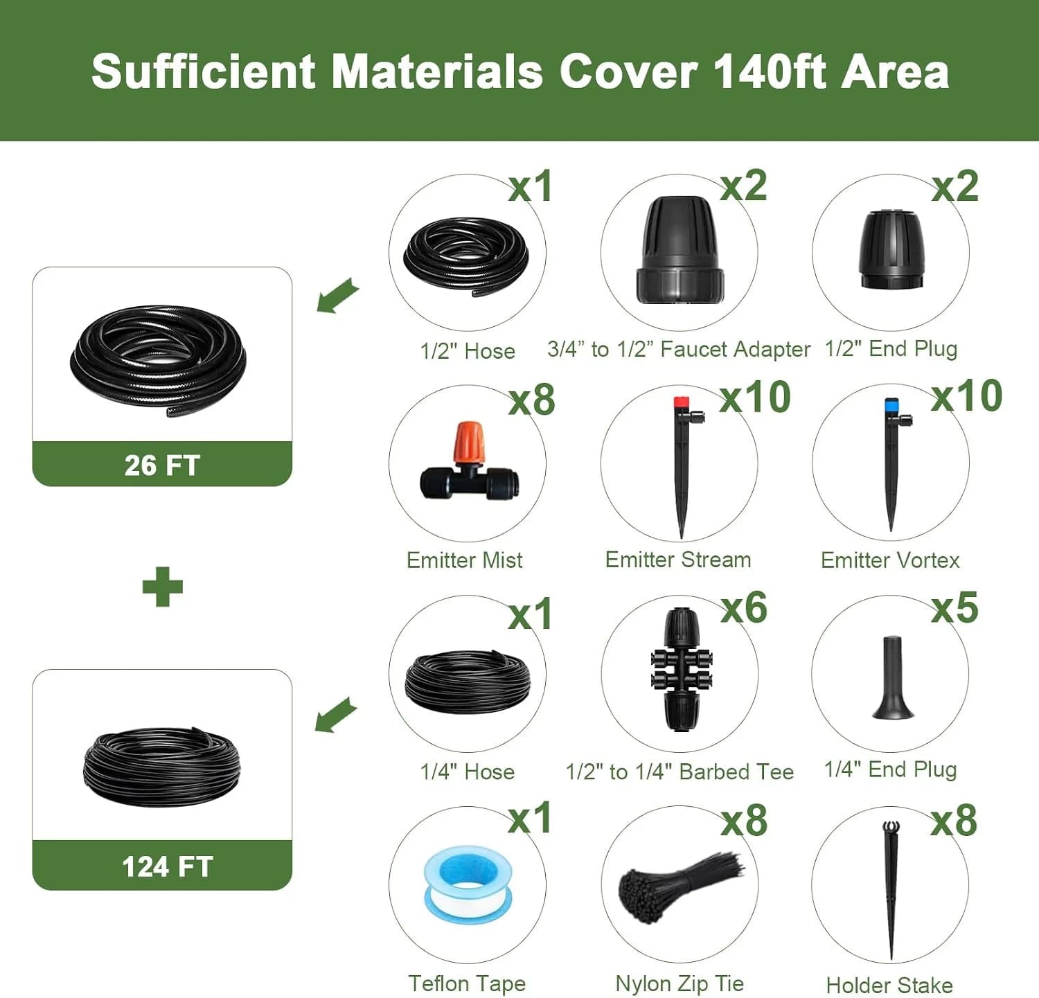 IrriNex 250 ft Raised-Bed Drip Irrigation Kit 150FT option view 7